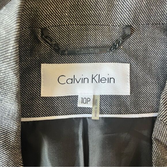 Calvin Klein Linen Blend Gray Jacket Blazer 10 Petite 10P - Picture 7 of 8